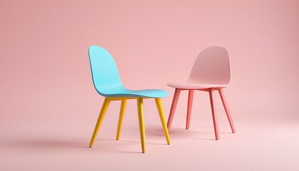 Creative interior chair design. Minimal color concept. 3d rendering - obrazy, fototapety, plakaty