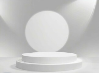 White colour object stage podium stand for sample product showcase display advertising background