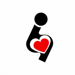 Abstract letter S logo design with the concept of a sitting person and a heart symbol.