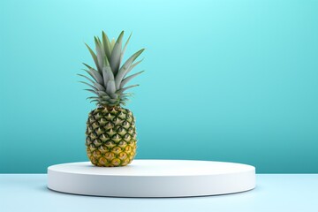 a pineapple on a white platform