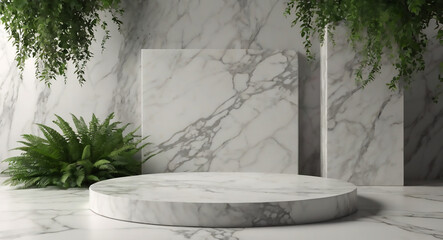 Marble stone podium background for template and mockup, nature inspired.