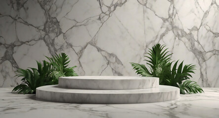 Marble stone podium background for template and mockup, nature inspired.