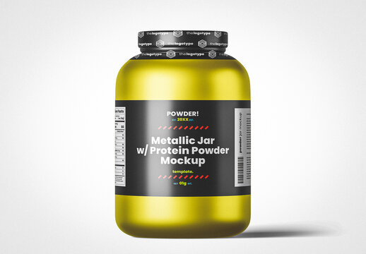 Metallic Plastic Protein Jar Mockup