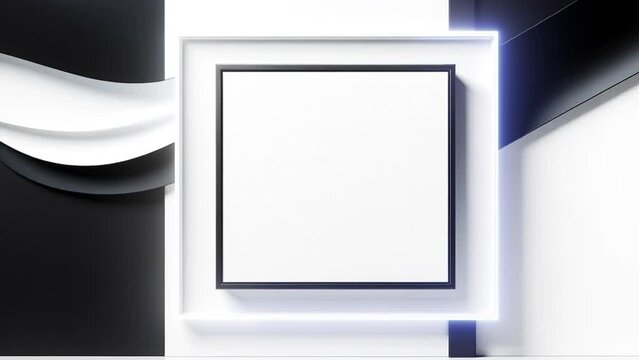 White frame on a stylish black background with a neon beam.