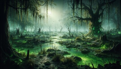 Fantasy Landscape of a Poisonous Swamp