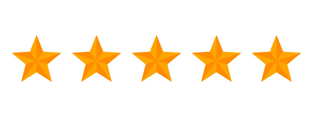 Five orange stars for rating and reviews