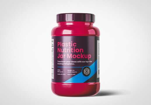 Plastic Nutrition Jar Mockup with Black Cap