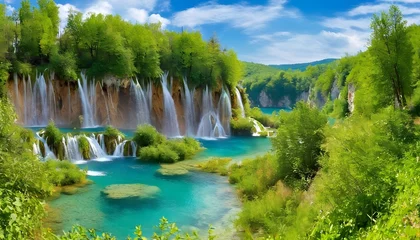 Deurstickers Plitvice lakes in Croatia - nature travel background © Denis