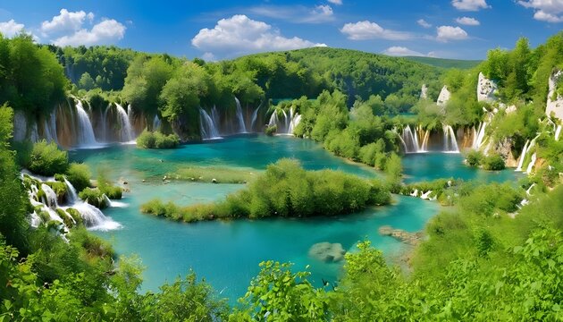 Plitvice lakes in Croatia - nature travel background