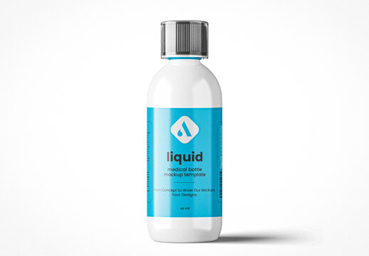 Sealed Plastic Liquid Medicine Bottle Mockup