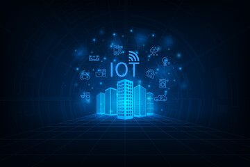 Vector futuristic abstract blue background with concept inter of things.