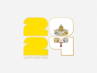 Abstract numbers 2024 with flag of Vatican City.