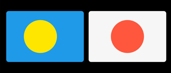 Palau flag and Japanese flag icon. Vector.