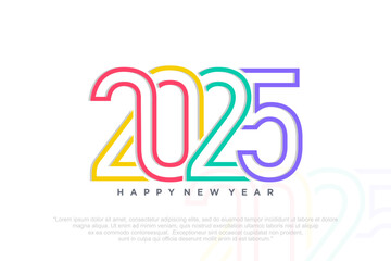 2025 Happy New Year logo design . colorful and trendy new year 2025 design template.