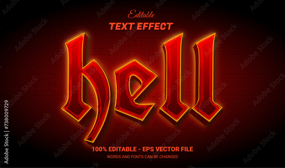 Wall mural hell editable text effect