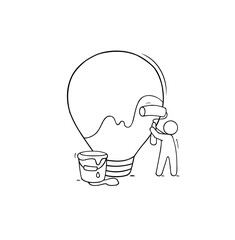 Business idea concept with man and light bulb.