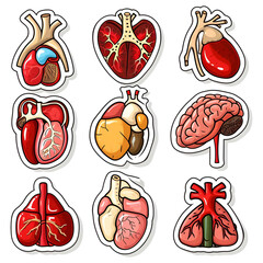 3d Human Organs set sticker style over transparent background - Ai generated