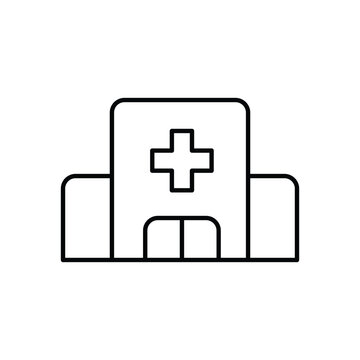 recommend clip art: Hospital building icon. Simple outline style. Clinic center, health care, medical concept. Thin line symbol. Vector illustration isolated.