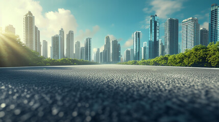 A picturesque scene unfolds as an asphalt road winds its way through the city