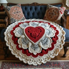 Flat lay overhead image of a young girl making valentines