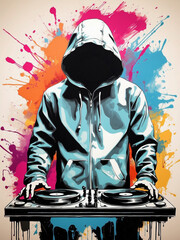 Urban style dj playing vinyl turntables 