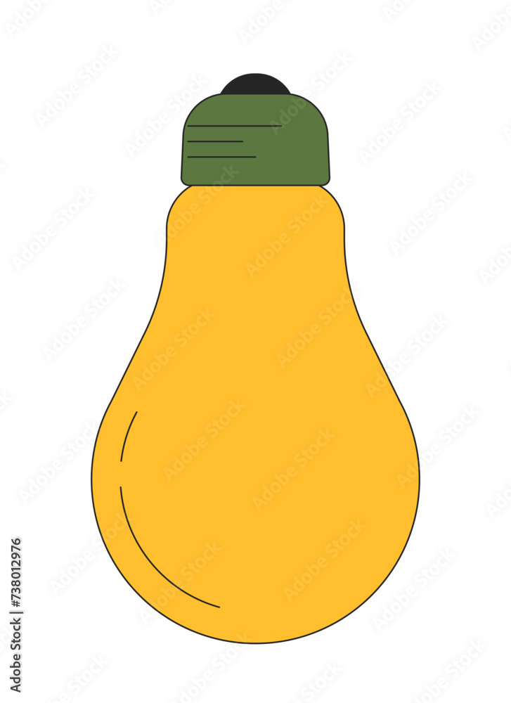 Poster lightbulb energy-saving 2d linear cartoon object. efficiency light bulb isolated line vector element