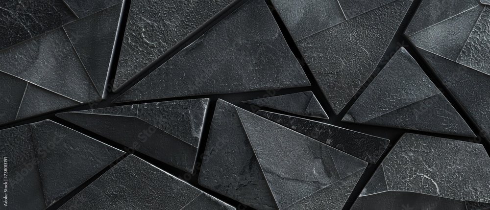 Poster abstract triangular dark black anthracite gray grey stone concrete cement mosaic tile wallpaper text