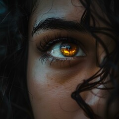 Close-up photo of woman's brown eye,photo generated with AI