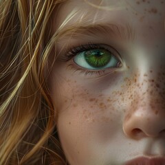 Close-up photo of girl's green eyes,photo generated with AI