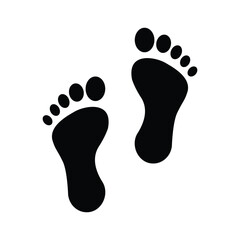 Foot print icon. Simple solid style. Bare foot print, feet, human footstep, footprint concept. Black silhouette, glyph symbol. Vector illustration isolated.