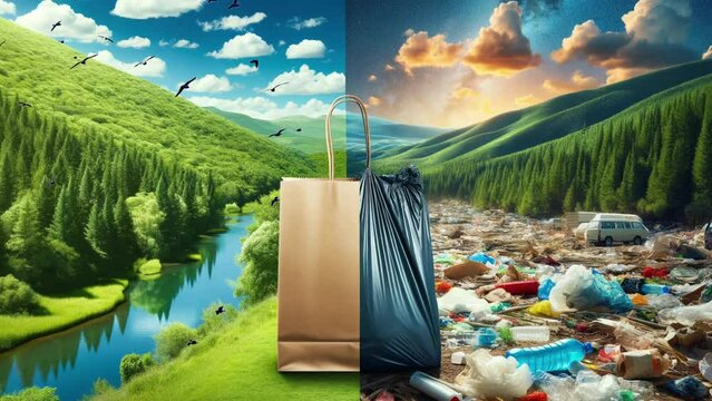 The difference is in using plastic bags and cardboard ones. Environmental pollution.