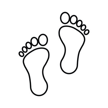 Foot print icon. Simple outline style. Bare foot print, feet, human footstep, footprint concept. Thin line symbol. Vector illustration isolated.