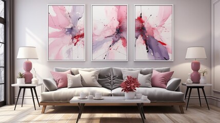 Gray and Pink Wall Art Duo