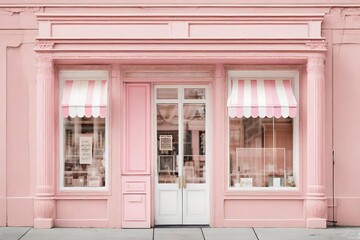 Fototapeta na wymiar european vintage light pink boutique, cute and fancy storefront template