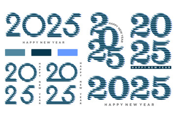 Big Set of 2024 Happy New Year logo text design. 2025 number design template. Vector illustration