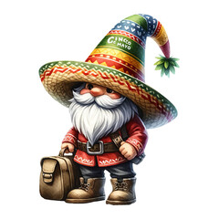 Colorful Cinco de Mayo gnome dressed in a sombrero Illustration
