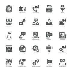 Content Marketing icon pack for your website, mobile, presentation, and logo design. Content Marketing icon glyph design. Vector graphics illustration and editable stroke.