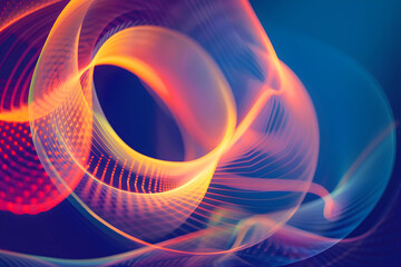 Abstract neon background with glowing circle lines. Futuristic technology