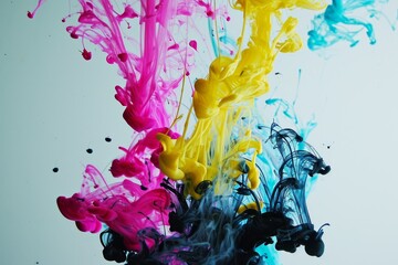 Multicolored splashes of colors on a white background. 3d illustration