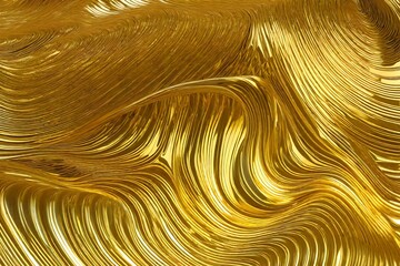 abstract reflective wavy golden liquid background