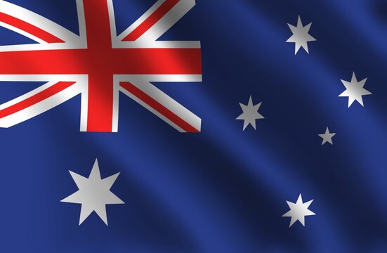 australian flag in the wind background