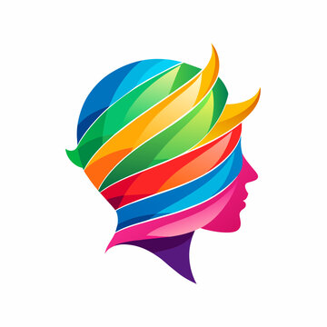 Colorful paper ribbon human head logo for creative logo