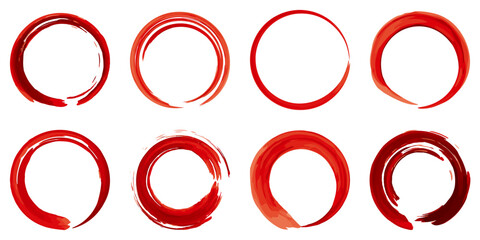 筆　赤丸　水彩　シンプル　円　セット