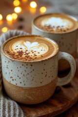 Handcrafted mug with latte art and heart