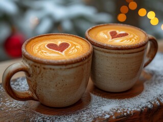 Handcrafted mug with latte art and heart