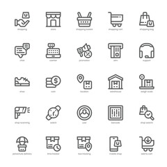 Shopping and Store icon pack for your website, mobile, presentation, and logo design. Shopping and Store icon outline design. Vector graphics illustration and editable stroke.