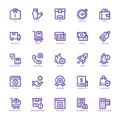 Shopping and Store icon pack for your website, mobile, presentation, and logo design. Shopping and Store icon basic line gradient design. Vector graphics illustration and editable stroke.