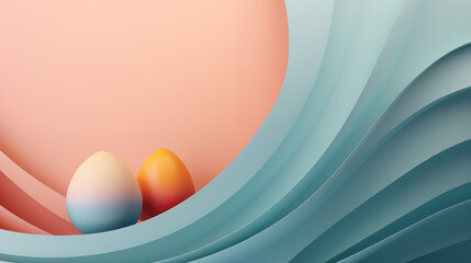 Minimalistyczne jasne tło na życzenia Wielkanocne. Alleluja - Wesołych świąt Wielkiej Nocy. Jajka, koszyczek, kwiaty i inne wiosenne dekoracje.
