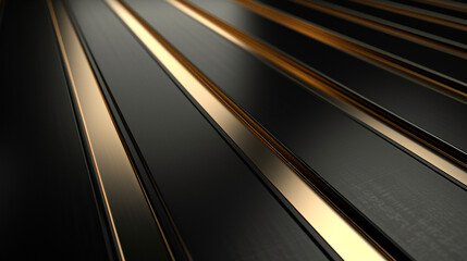 A sleek and modern black and gold background rendered in 3D