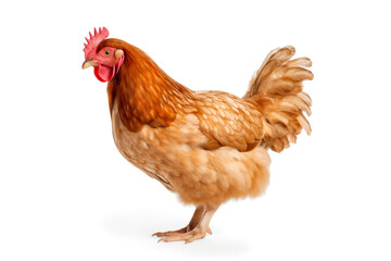 Fototapeta premium Brown hen isolated on white background.